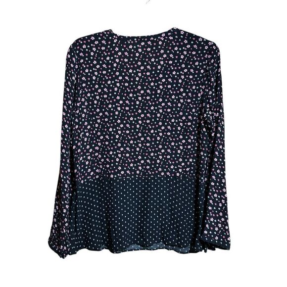 J Jill Top Womens Medium Multicolor Floral Print Split Neck Rayon Blouse - Picture 6 of 9